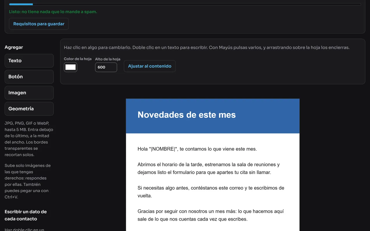 Pantalla del panel: Así se ve una ya armada: pulsa el título