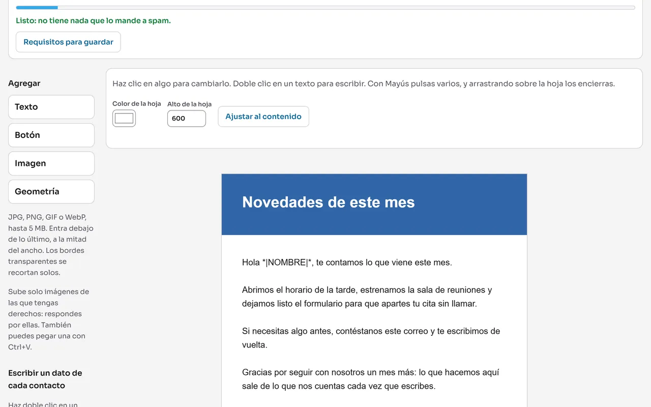 Pantalla del panel: Así se ve una ya armada: pulsa el título
